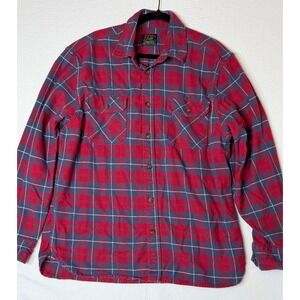 Jachs Mfg Mens Red Blue Plaid Long Sleeve‎ Heritage Flannel Shirt XL